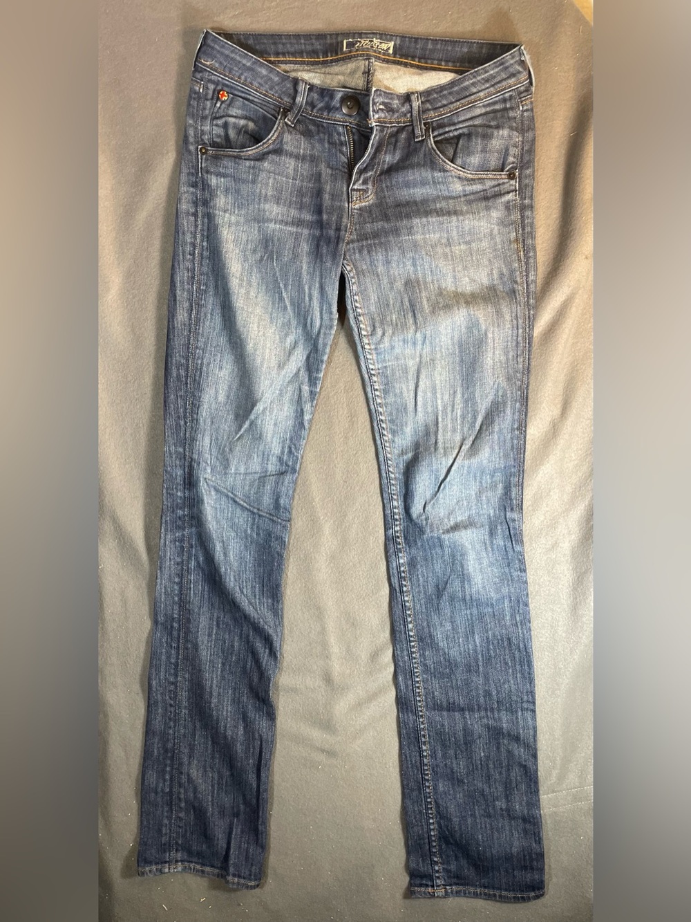 Hudson USA Signature Flap Pocket Straight Leg Jeans Size 27 Dark Wash W402DKS